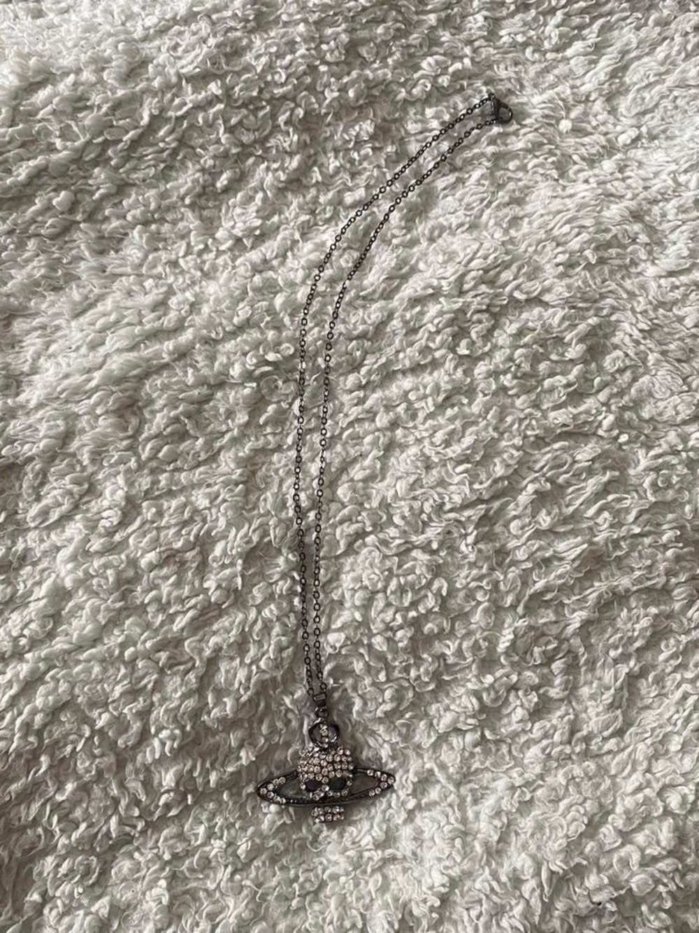 Crystal Planet Pendant Necklace - Silver
